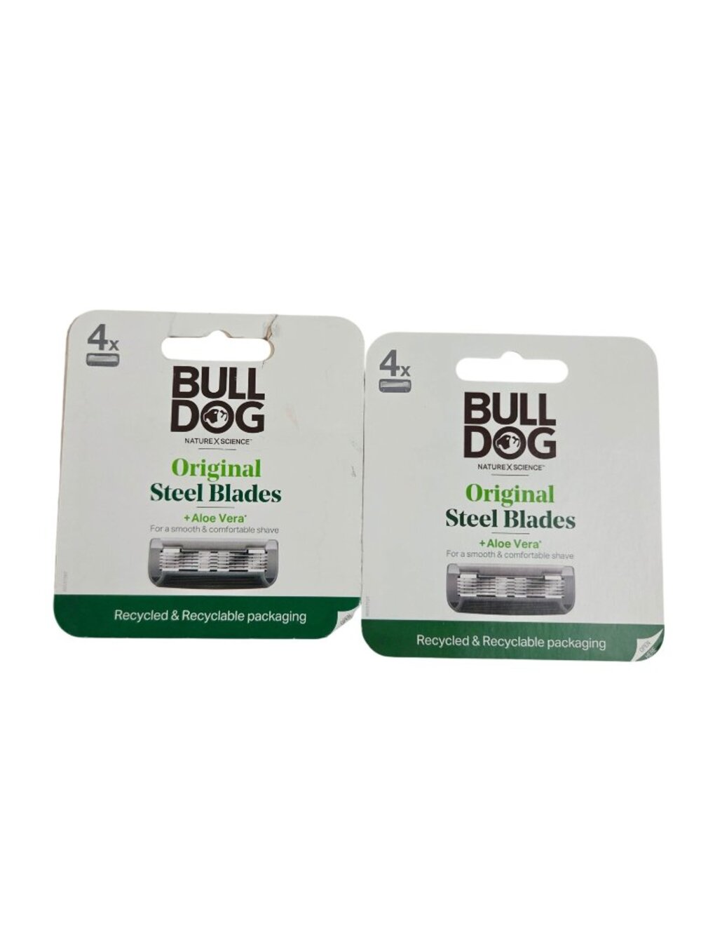 Bull Dog Razor Blades 2 Sets of 4 Tempered Steel Aloe Vera Precision Trimmer NEW